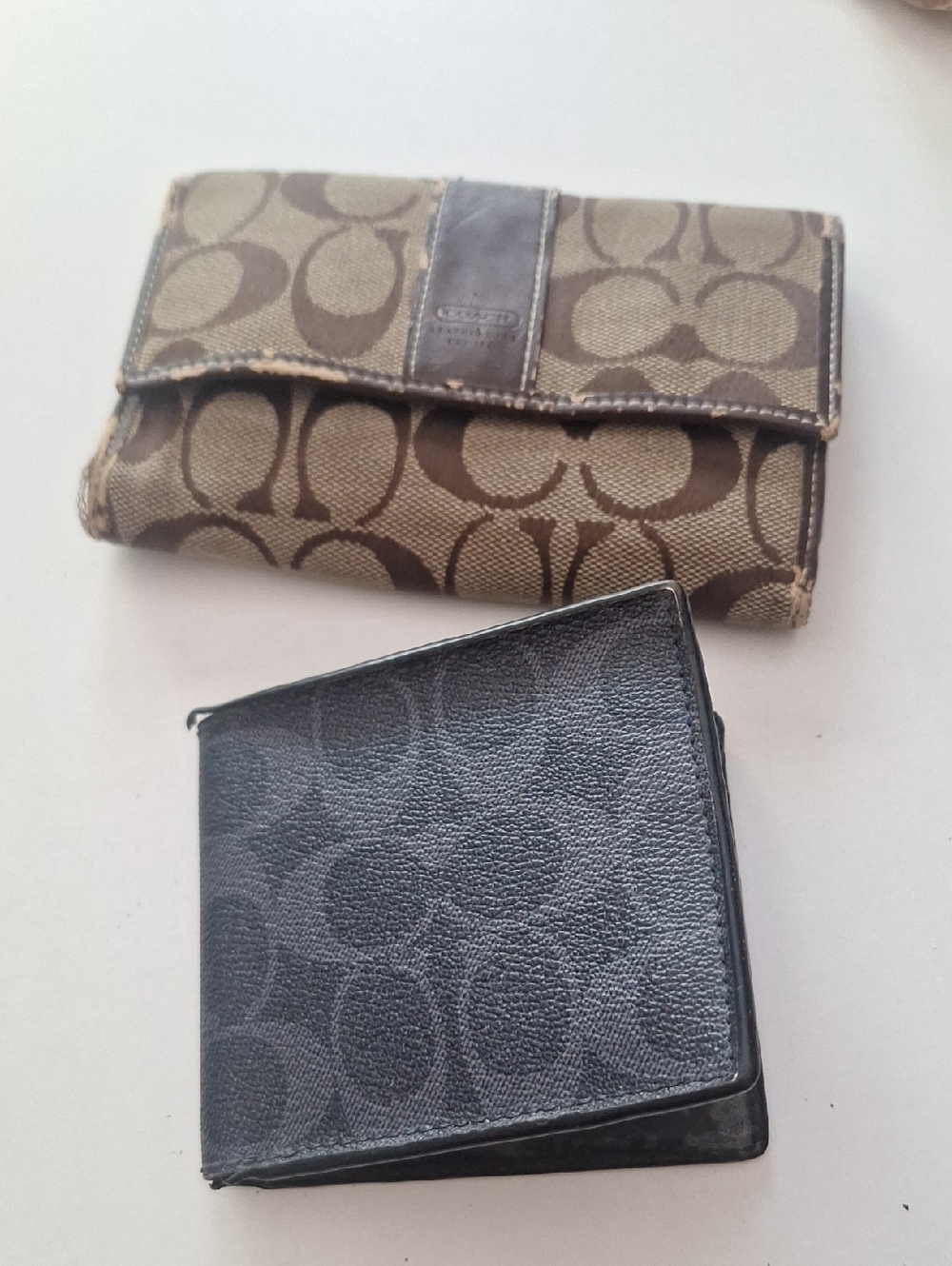Coach Signature Canvas Wallets in Brown & Black
